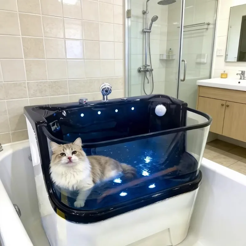 

Pet Acrylic Bathtub Dog Spa Whirlpool Massage Freestanding Design 6 Jets Constant Temperature Milk Bath For Small Medium Large
