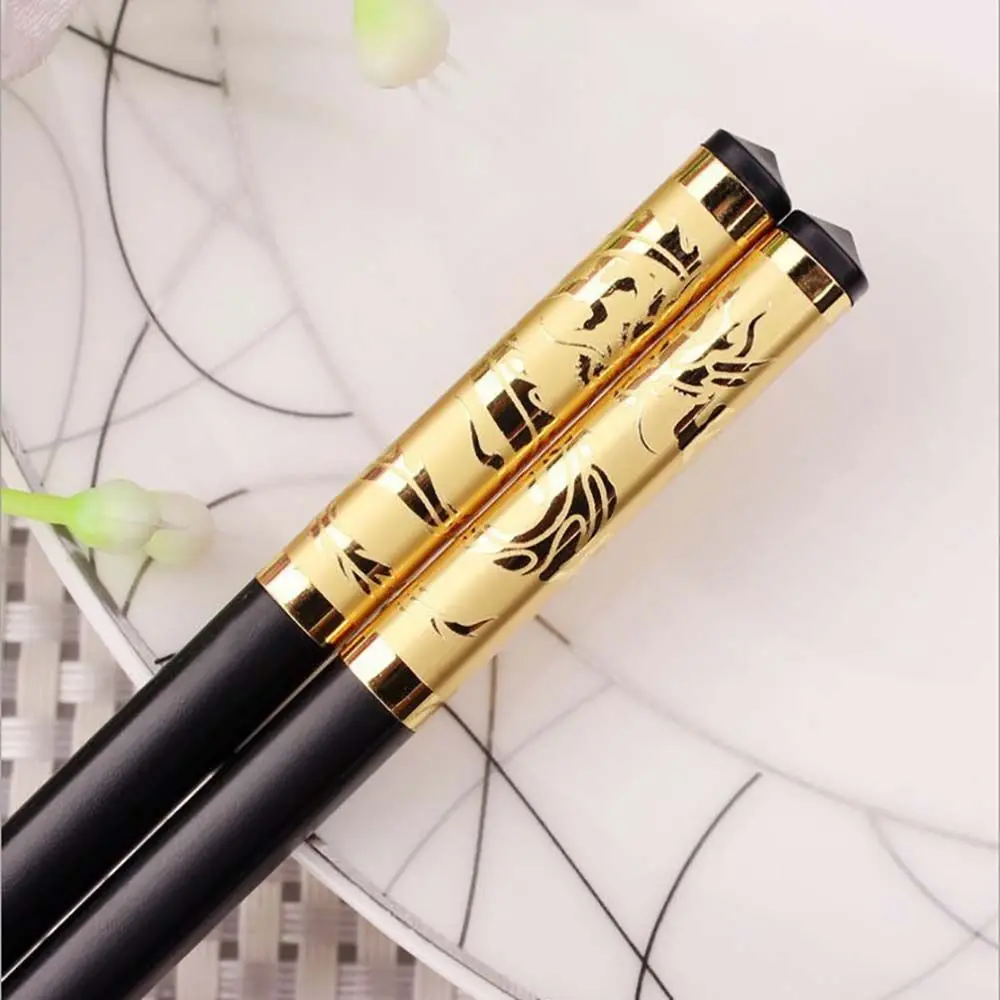 Luxury Gold Dragon Non-Slip Sushi Household Reusable Kitchenware Tableware Chopsticks Kitchen Tools