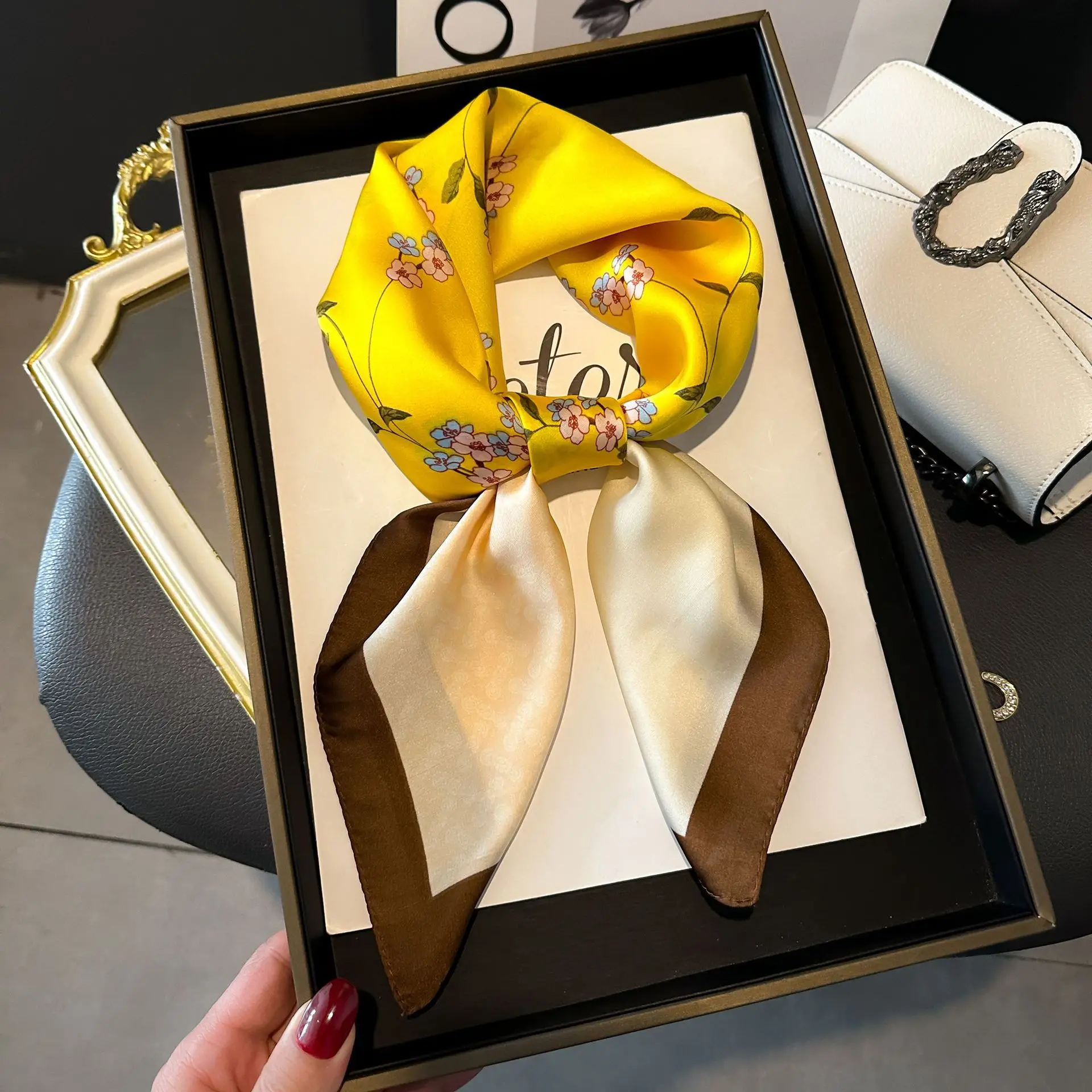 Luxury Horse Pattern Silk Scarf 3