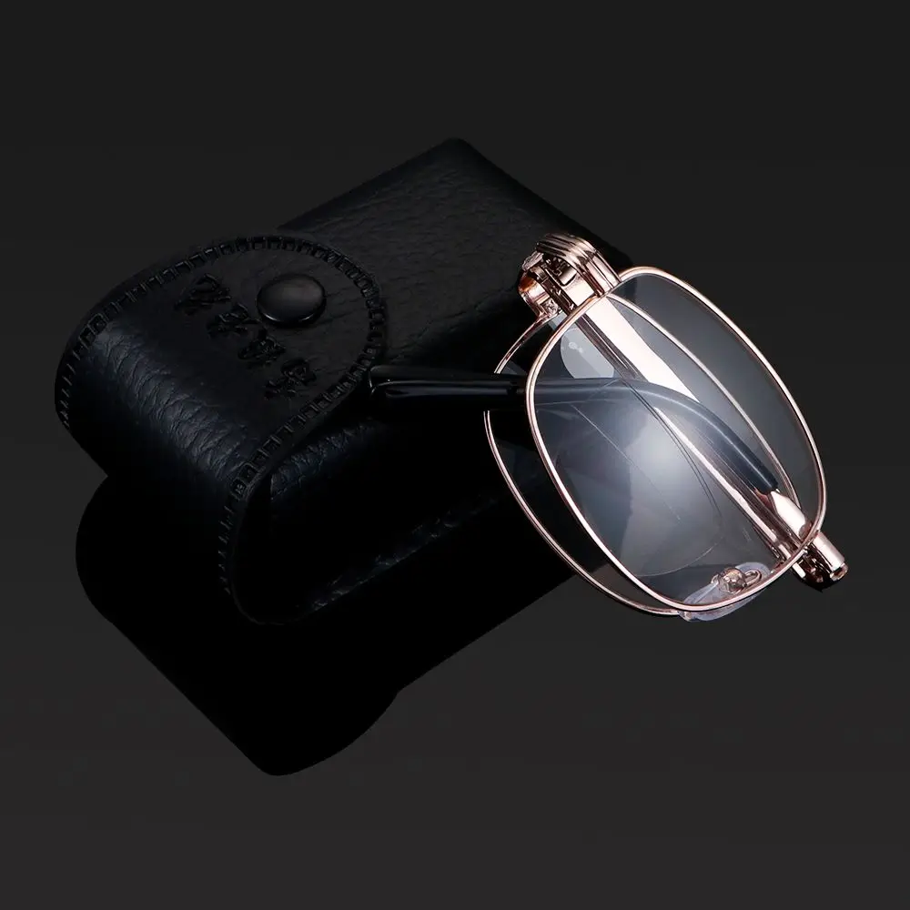 Unisex Far Near Sight Eyewear Progressive Multifocal Lenses Presbyopia Eyeglasses Includes Glasses Case Metal Reading Glasses