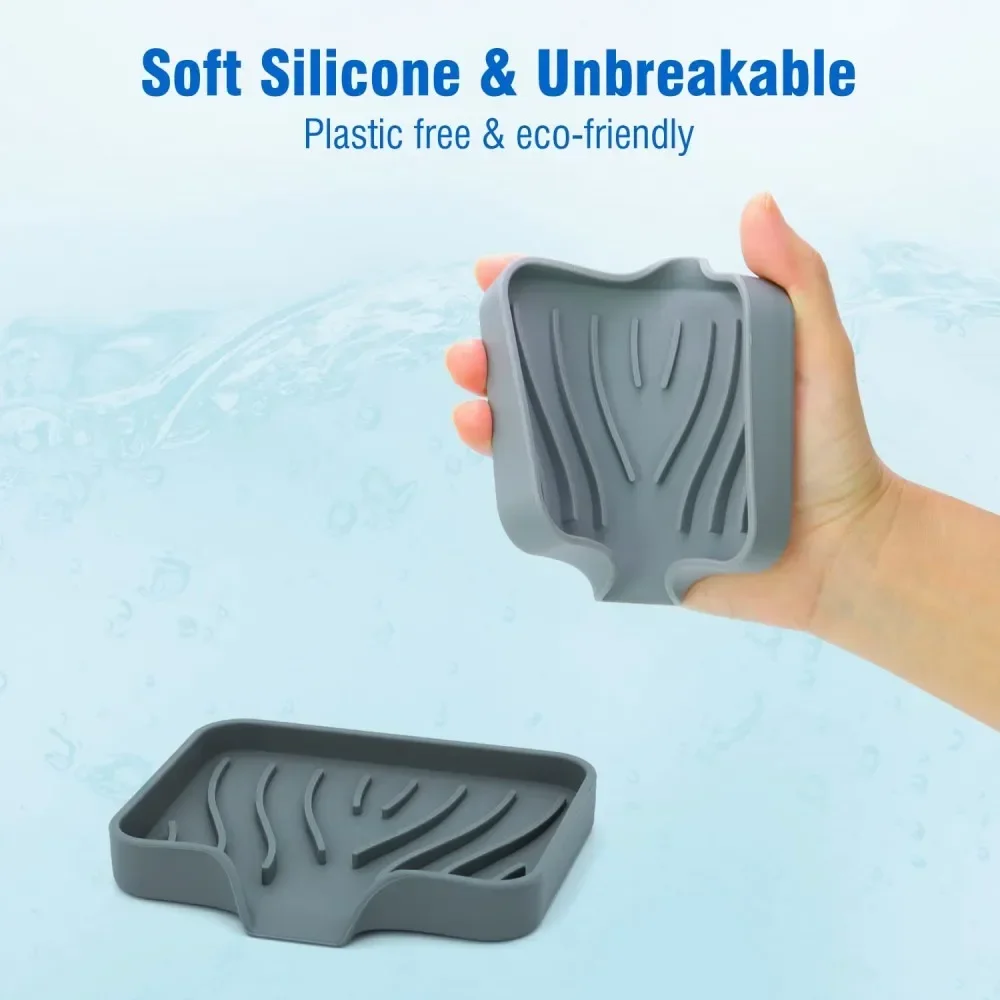 Silicone Drain Soap Box Bathroom Anti-slip Sink Tray Creative Washing Table Soap Tray Free Punch Drain Rack Portable Soap Dishes