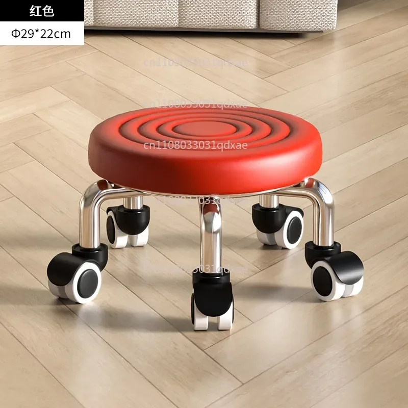 Universal Wheel Small Stool Manicure Sewing Bench Household Pulley Low Height Adjustable Footrest for Crafting And Sewing