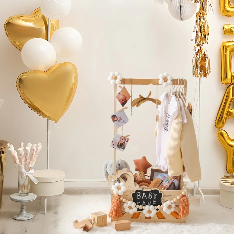 The Baby's Room Decorated With Furniture Baby Birthday Party Decorations Wooden Storage Basket DIY Baby Photography Accessories