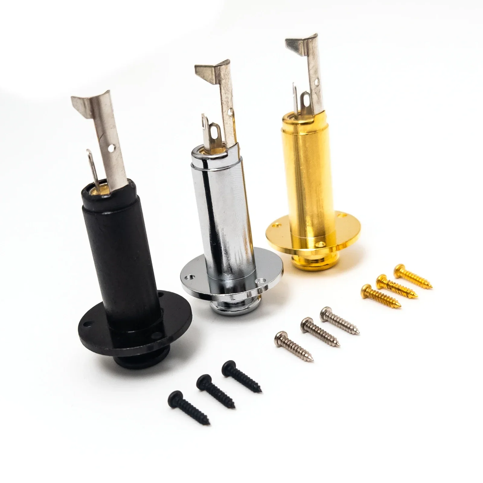 مقبس طرفي للجيتار الصوتي مقاس 6.35 مم مخرج أحادي نحاسي مع قطع غيار زر الحزام #1