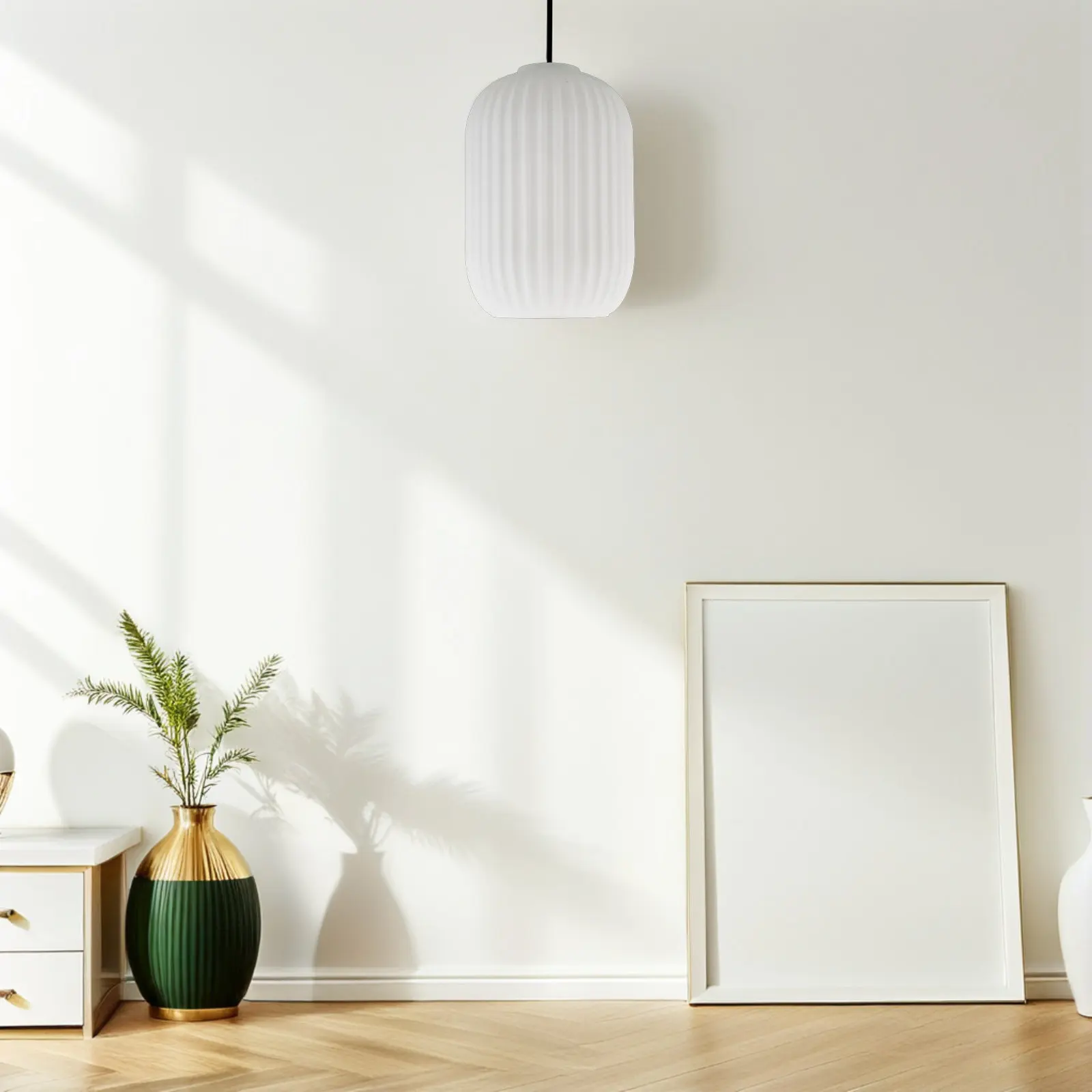 Striped White Glass Lamp Shade Cylinder Globe 140x200mm Replacement Lampshade Pendant Light Wall Sconce Decorative Cover
