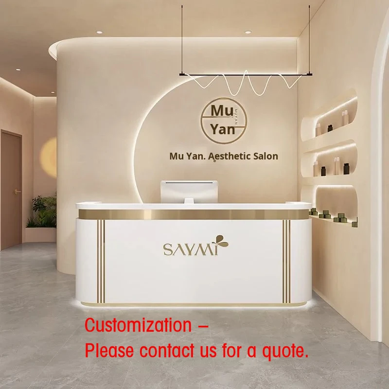 custom.Custom Modern Wood Reception Counter Hotels Schools Malls Beauty Salons Clothing Stores Dental Clinics Dance Studios