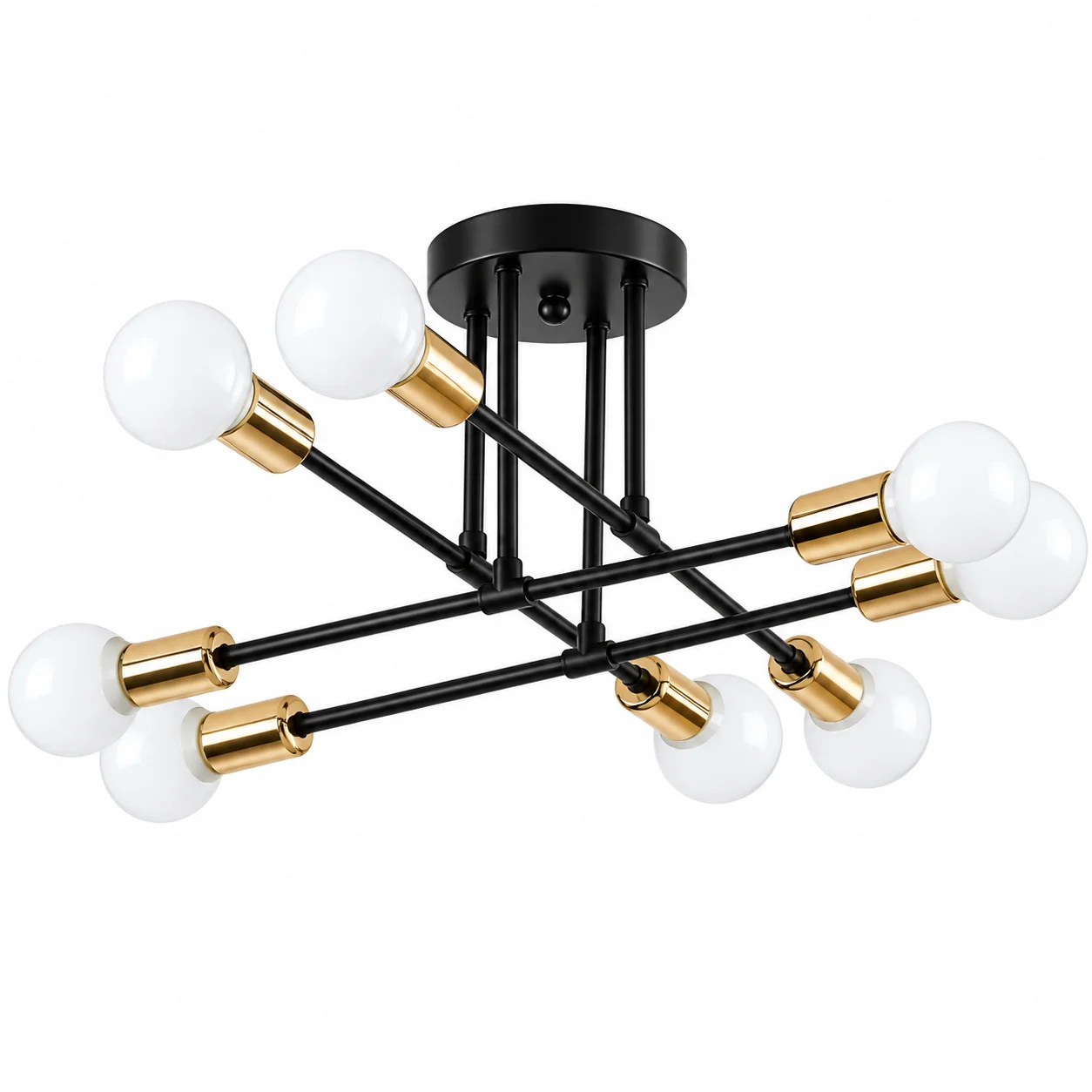 Modern Industrial Black Gold Chandelier E27 Decorative Indoor Hanging Pendant Light Fixture Ceiling Lamp for Bedroom Kitchen