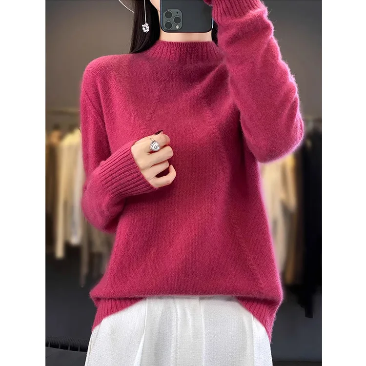 

Autumn and Winter Western-style Sweater Pullover Sweater High-end Women's Half-turtleneck Pullovers