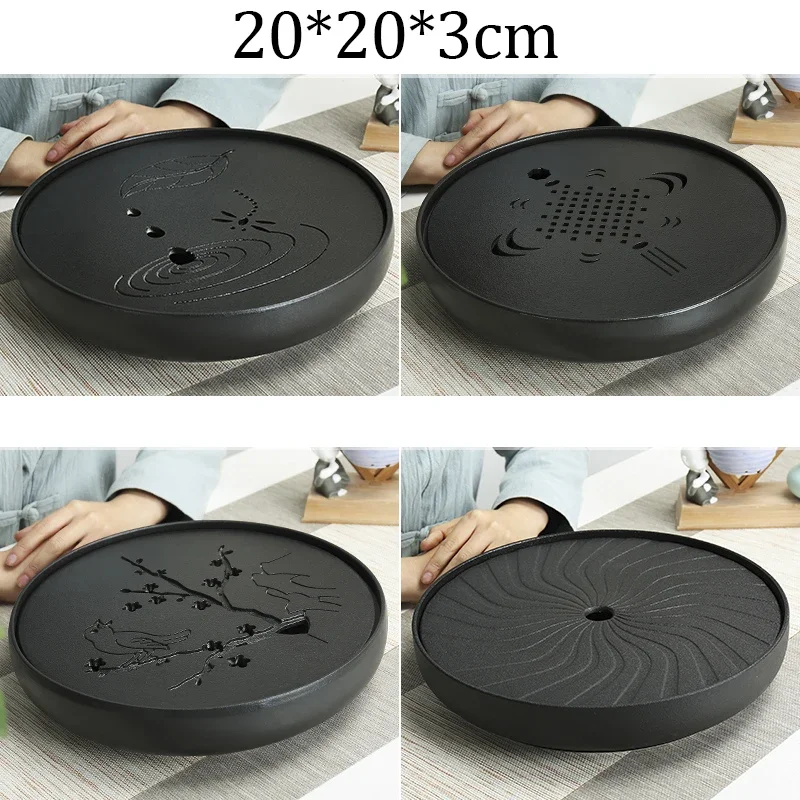 New Arrival Square and Round Ceramic Tea Tray Kung Fu Tea Table Chinese Room Ceremony Tools Tea Board