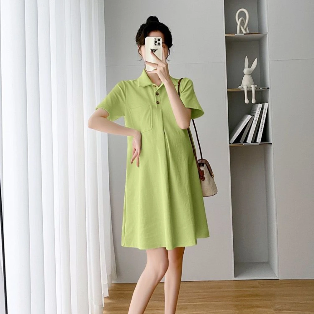 Maternity Pregnant Clothes Loose and Slimming During Pregnancy Oversized A-line Dress and Age Reducing Pregnant Woman's Dress