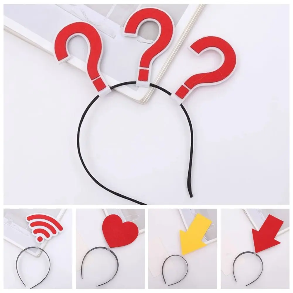 Creative 8.6inch Hairband Question Mark Love Concert Headwear Arrow WiFi Funny Props Headdress Gift