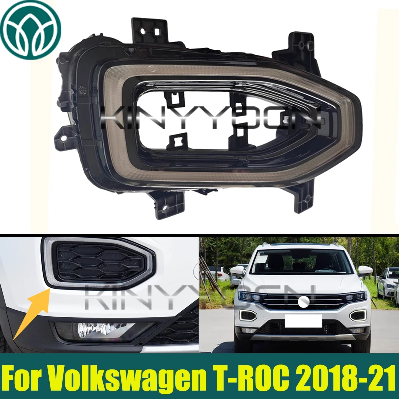 

Front Bumper DRL Fog Light For Volkswagen T-ROC 2018 2019 2020 2021 Bumper Fog Lamp light Fog Lamp Driving Lamp