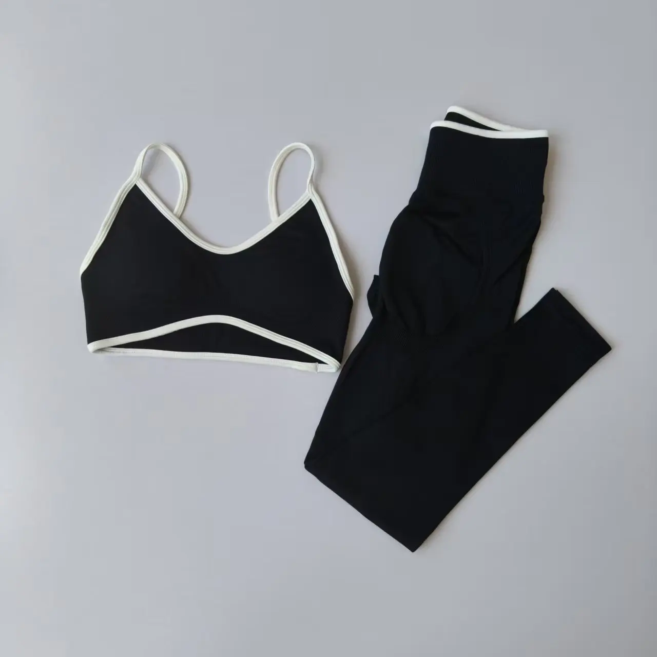 2pcs Sport Sets Women Gym Push Up Yoga Pants Hollow Back Gym Fitness Bras Workout High Waisted Leggings Seamless Tights Set Suit