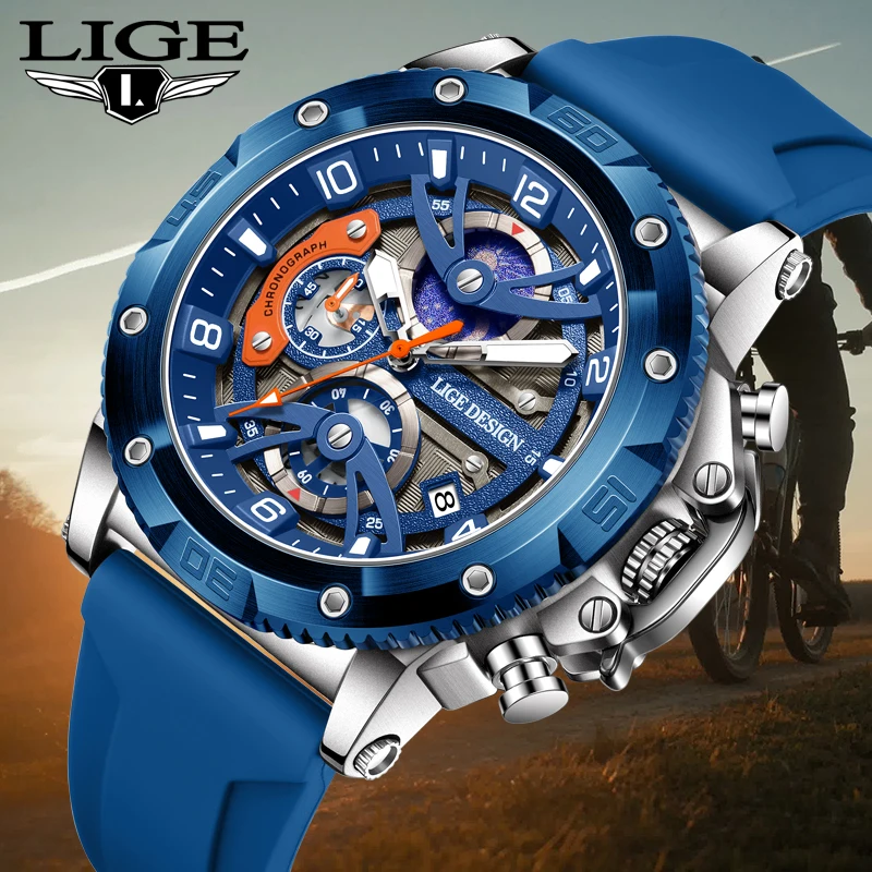 

LIGE 2025 New Luxury Mens Watch Fashion Sports Dive Watches Men Waterproof Luminous Chronograph Quartz Wristwatches Reloj Hombre