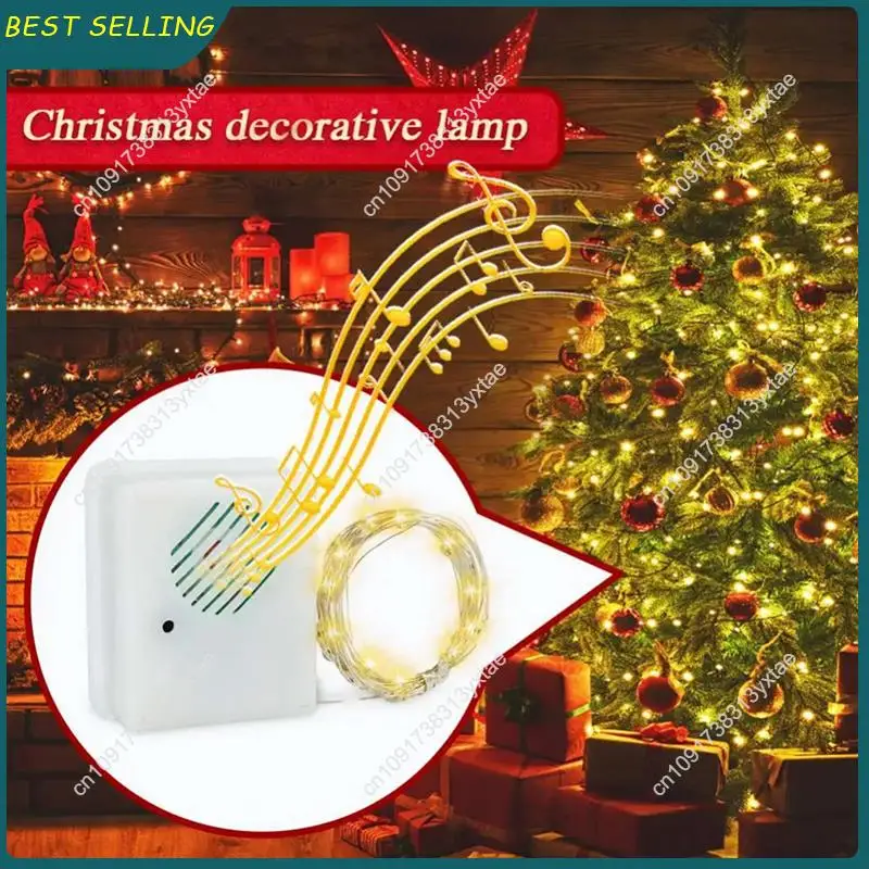 N09R-2X DIY Christmas Sound Sensor With LED String Decorative Lights Christmas Music Speaker White