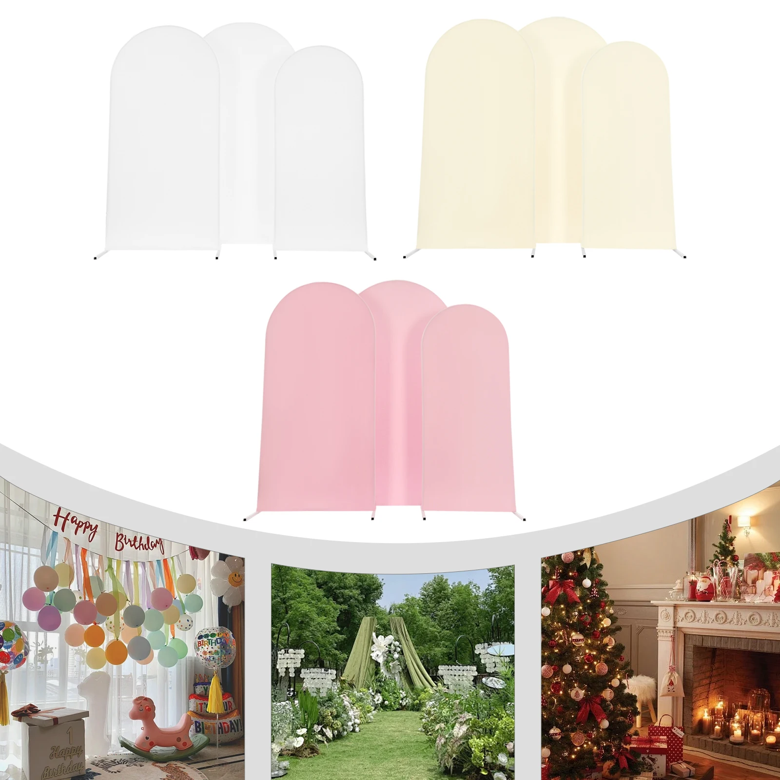 Casamento Arch Capa e Backdrop Stand Set, 3pcs