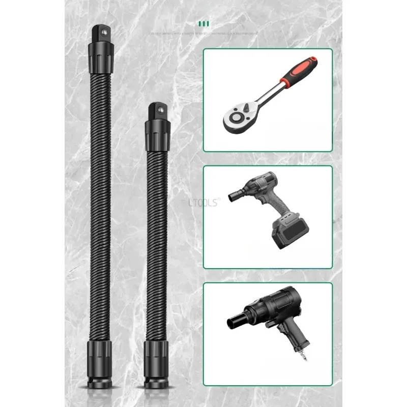 12.5mm Ratchet Wrench Soft Shaft Extender 360° Universal Flexible Socket Extension Bar Hand Hardware Wrench Spring Extension Rod