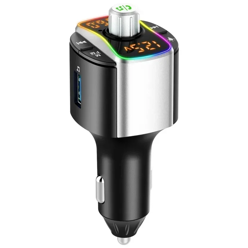 Bluetooth 5.0 MP3 Audio Player QC3.0+PD Fast Charging Wireless Handsfree Car Kit with LED Backlit Car FM Transmitter