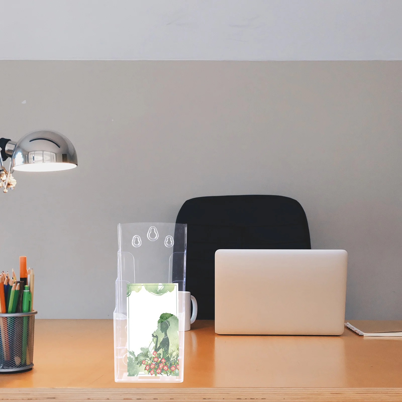 

Portable Desktop Business Card Holder PP Material Compact Design Office Card Stand Display Organizer Glossy Finish