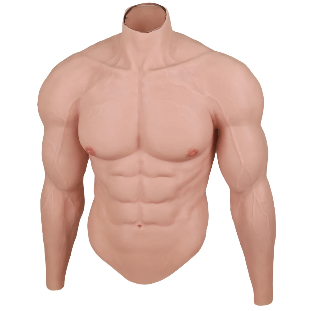 Realistic Silicone Male Muscle XL Size 60-100kg Suitable Suit Simulation Strong Figure Artificial Sturdy Chest Men Crossdresser