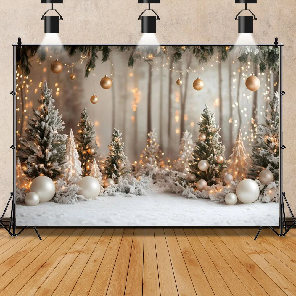 Winter Christmas Backdrop Fireplace Xmas Trees Gifts Family Portrait Interior Photography Background Decor For Photo Studio