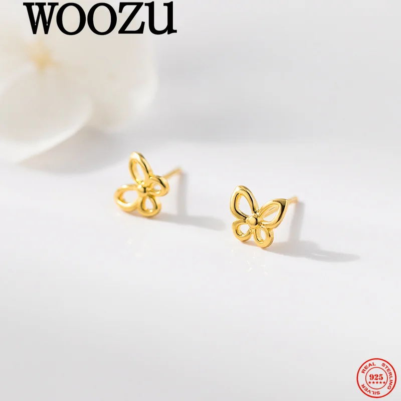 

WOOZU 925 Sterling Silver Tender Sweet Hollow Butterfly Piercing Earrings for Women Party Wedding Charms Fashion Jewelry Gifts