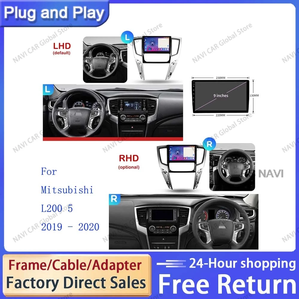 NAVI For 2019 MITSUBISHI TRITON 9INCH Car Radio Fascias Android GPS Stereo Player 2 Din Head Unit Panel Dash Frame Installation