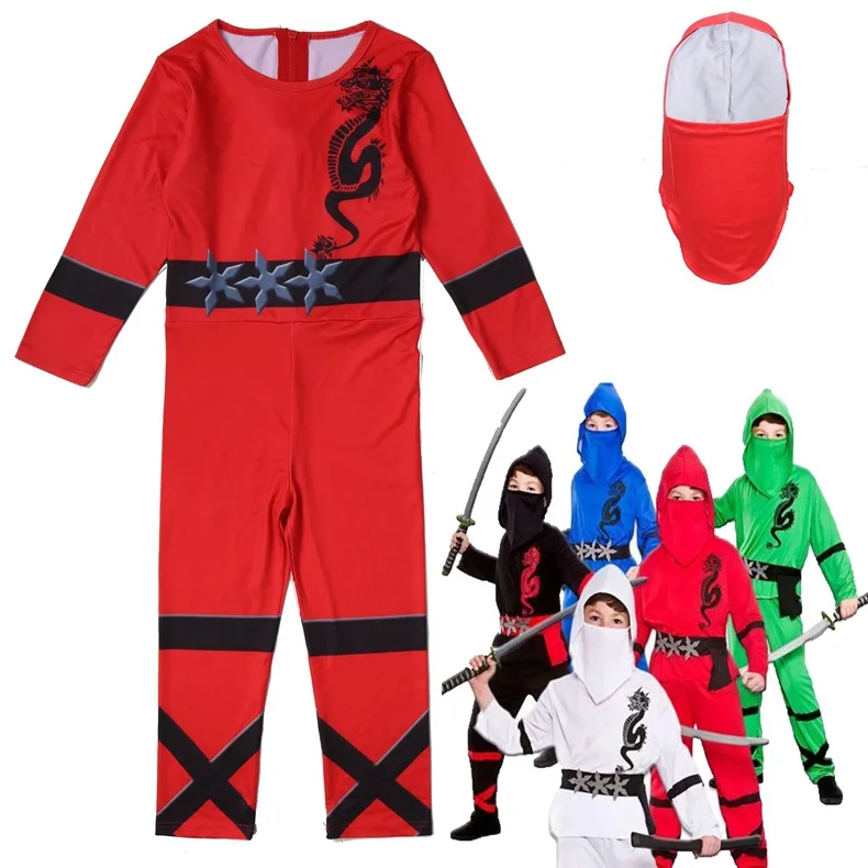 2022 dzieci Ninjago kostium moc Ninja Cosplay chłopcy dzieci Halloween wojownik Ninja kostium karnawał Purim ubrania imprezowe zestaw