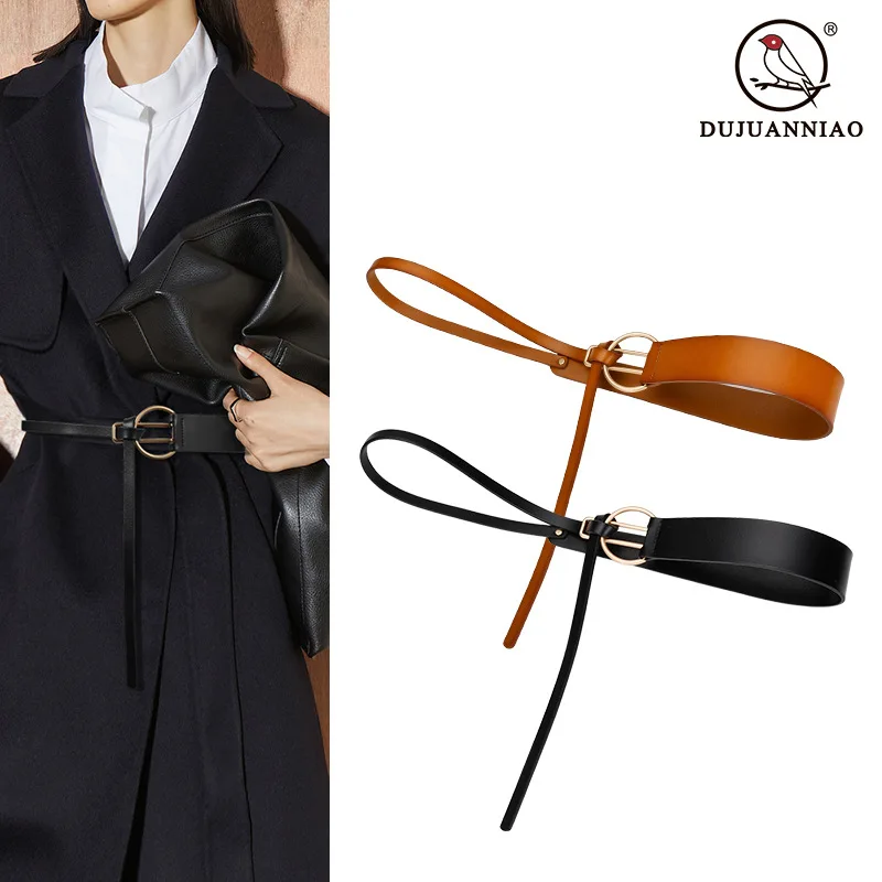 

Knot leather belt, women's fashionable decorative dress, windbreaker, women's belt, versatile coat, coat, women's waistband