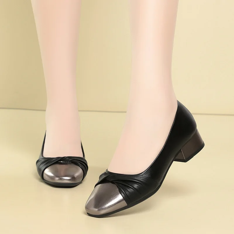 

3cm All Match Mix Color Breathable Comfortable Shallow Soft Leather shoes Women Flats 2025 Fall Ballerinas Woman Shoes for Mom