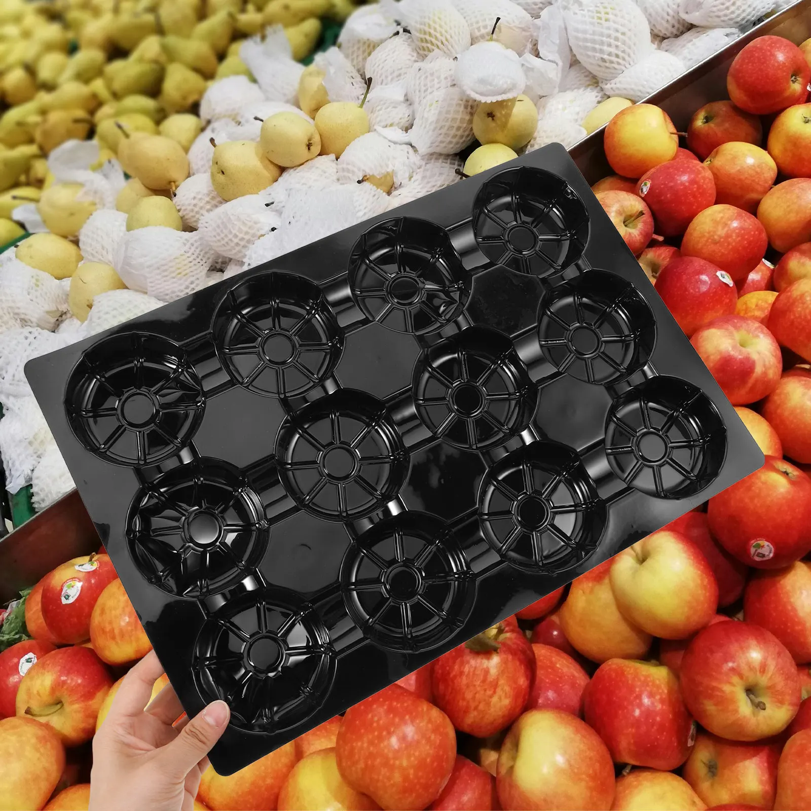 12 Hole Fruit Display Tray Fruit Holder Plate Market Food Display Pallets Grocery Store Displayware Supermarket