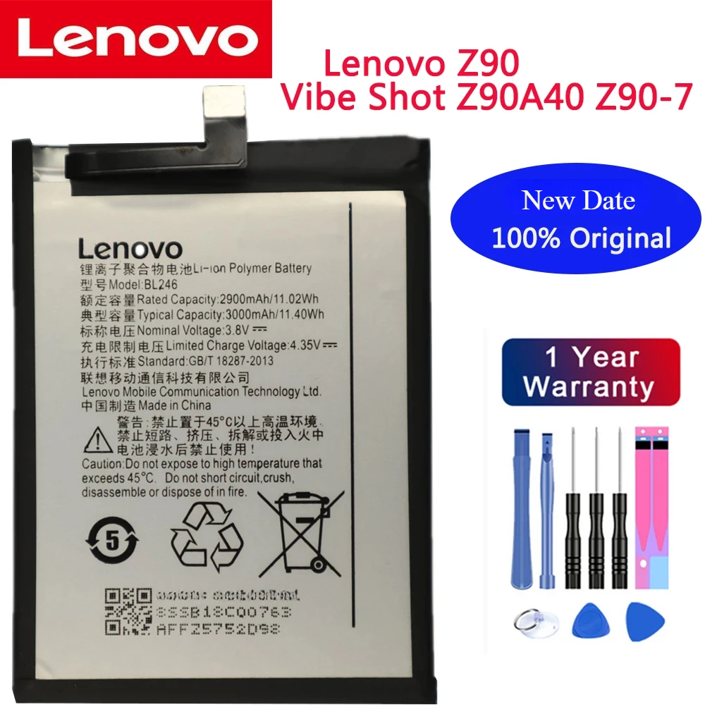 Neue 100% Original Batterie Für Lenovo Z90 Batterie BL246 Lenovo Vibe Shot Batterie Z90A40 Z90-7 3000 mAh Telefon Batterien