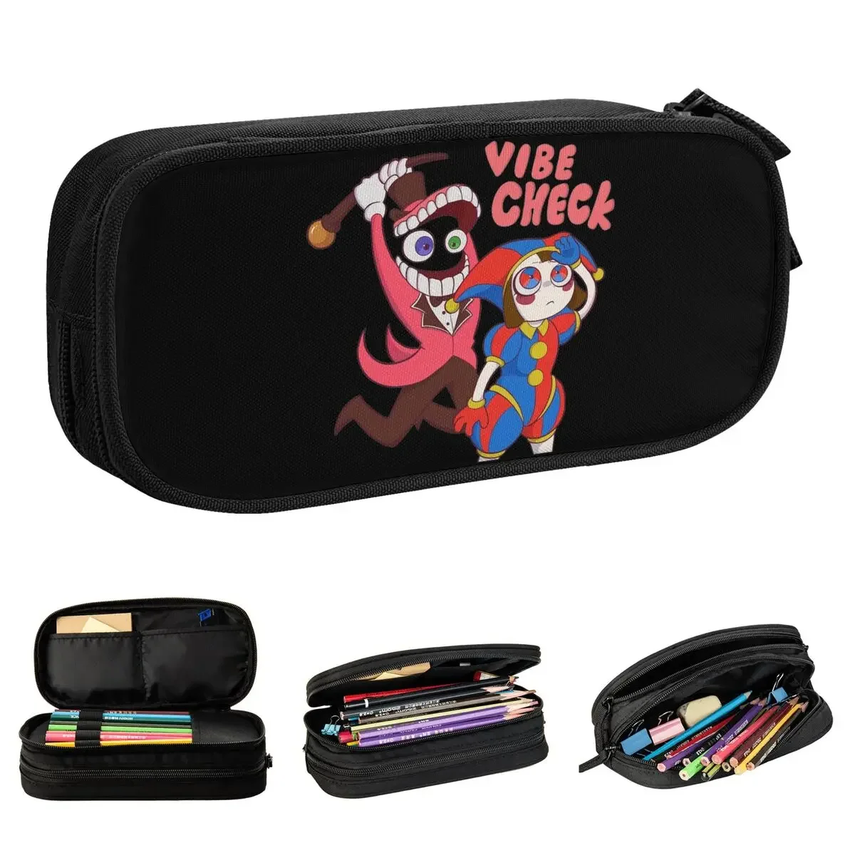 

Cain Vibe Check Pencil Cases The Amazing Digital Circus Pen Pencil Bag for Student Big Capacity School Supplies Gift Pencilcases