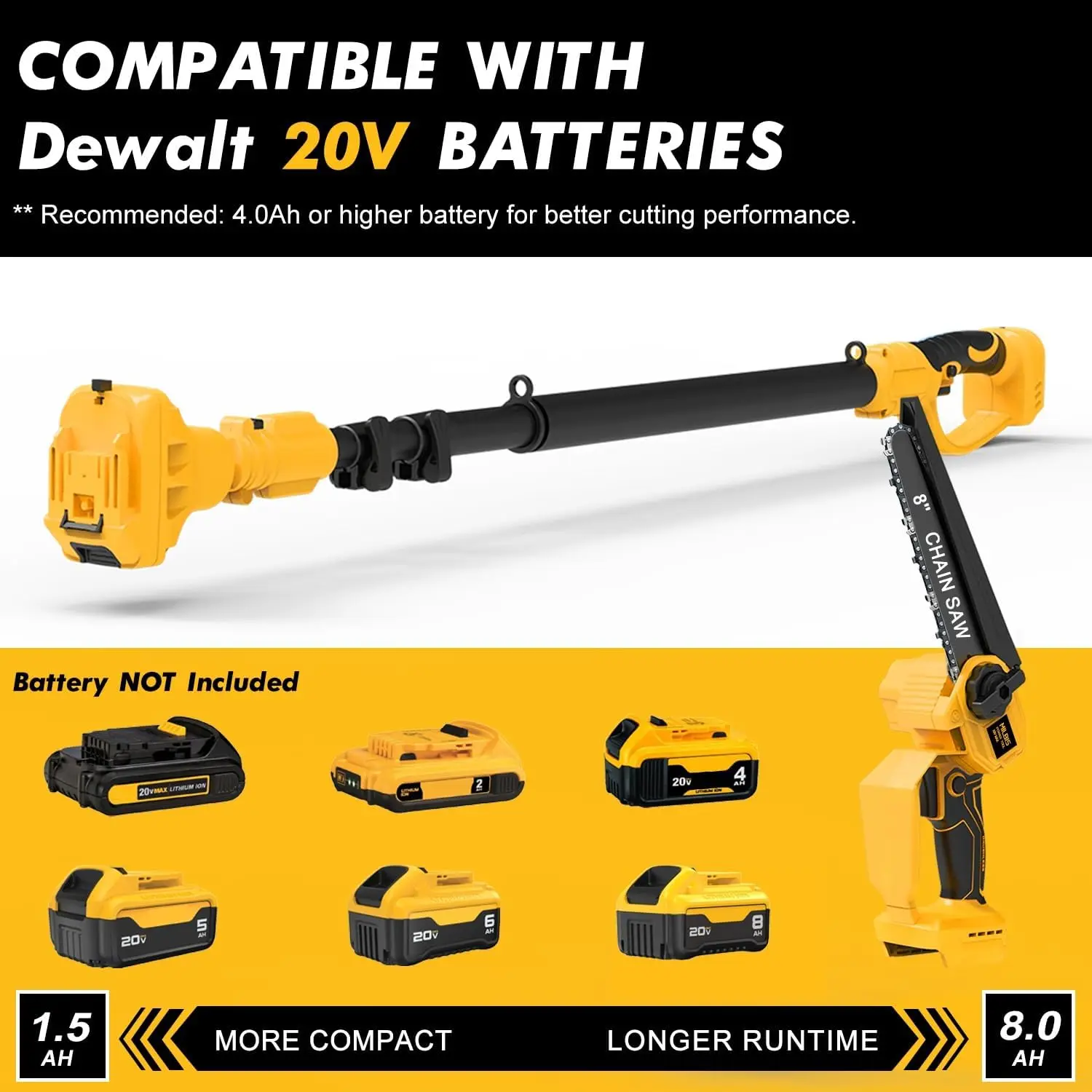2 In 1 Cordless Pole Saws Compatible 20V Battery Battery Not Included
