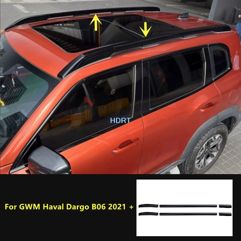 Car Styling Protector Decoration Accessories For GWM Haval Dargo B06 2021 + Roof Luggage Rack Travel Boxes Carrier Bar Rail Trim