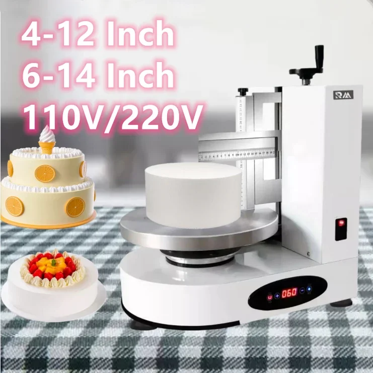 adjustable electric cake leveller icing cream edge frosting turn table rotating smoother turntable and scraper machine