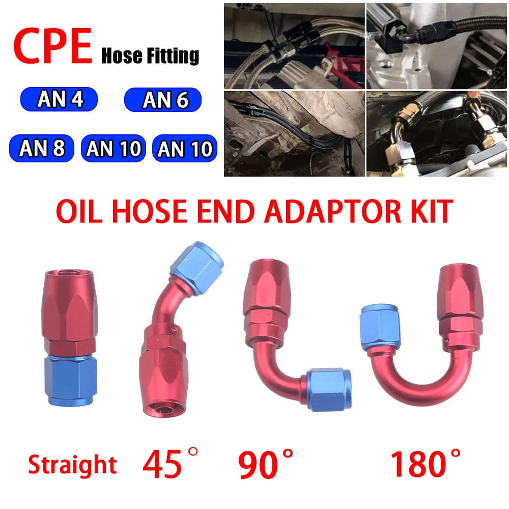 

Universal AN4 AN6 AN8 AN10 AN12 Straight 45 90 120 180 Degree Oil Fuel Swivel Hose End Fitting Oil Hose End Adaptor Kit Tube Joi