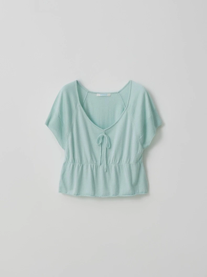 

Новый летний свободный крой большой вязаный топ V-Ne ort Sve с поясом Tannat, женский утягивающий Sle een Fiber Regency