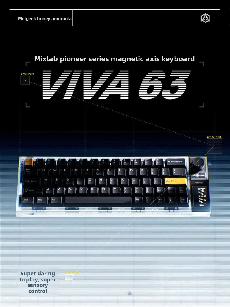 MelGeek VIVA63 Magnetic Axis Keyboard Side Wing Surround Lightbox Design with OLED Screen Magneto PRO Switch Gaming Keyboard