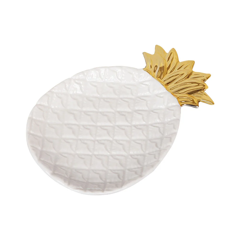 

Pineapple Design Ceramic Dessert Tray Practical Long Term Use Fine Polishing Exquisite Unique Noble Atmosphere