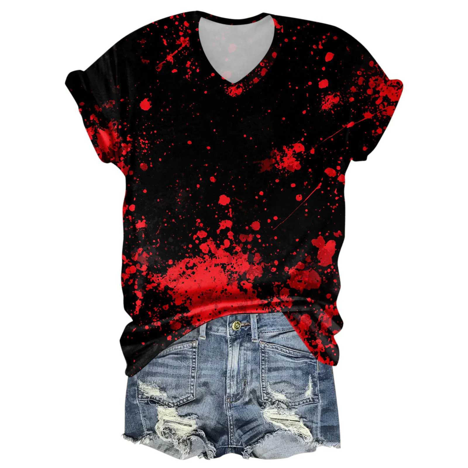 สตรีแฟชั่นสบายๆสามไตรมาสฮาโลวีนตัวอักษร Face พิมพ์ด้านบนสตรีเสื้อยืด Ropa Mujer Y2k เสื้อผ้า Roupas femme