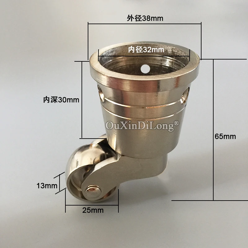 4PCS 1'' Solid Brass Casters Table Chair Sofa Couch Cabinet Castors 360° Rotary Wheels Smoothly Moving Furniture Rollers Chromed
