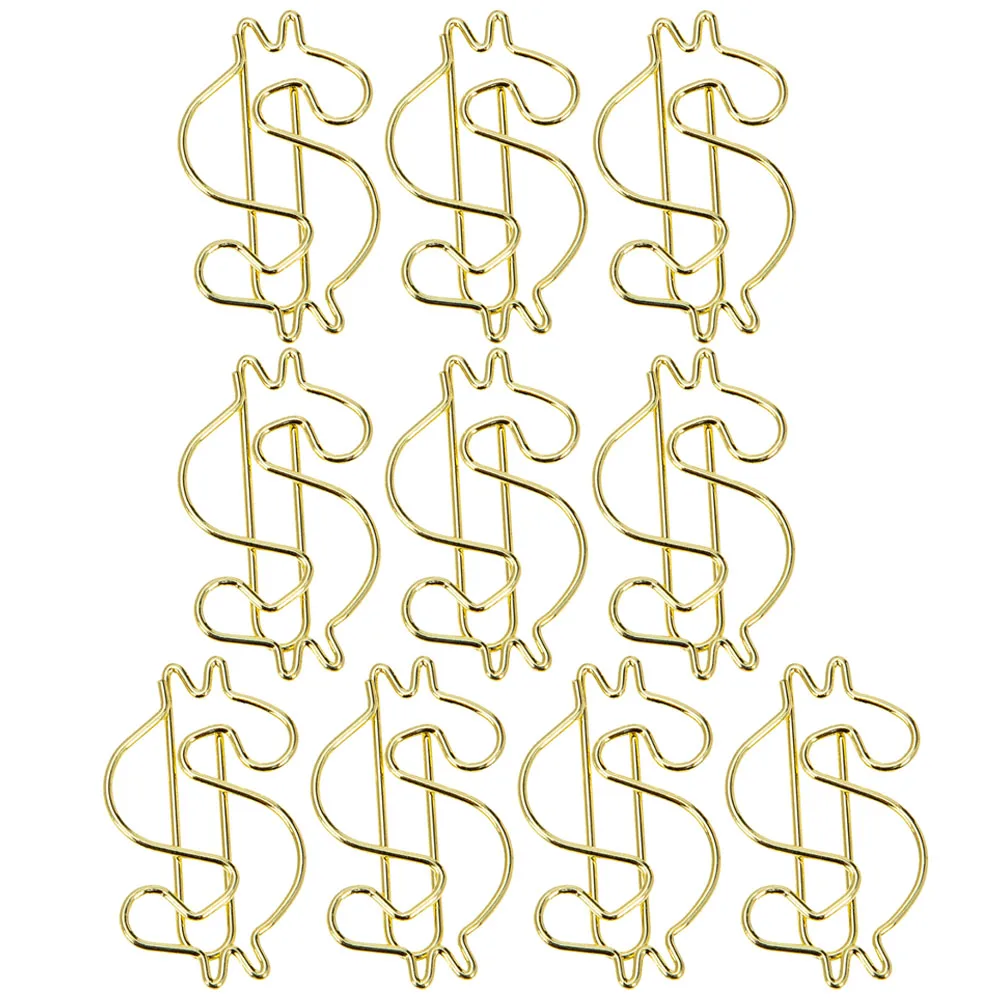 10 قطعة مطلي الذهب ورقة سبائك معدنية ملف كليب الدولار تصميم كتاب صفحة علامات مكتب اللوازم المدرسية القرطاسية الموثق #2