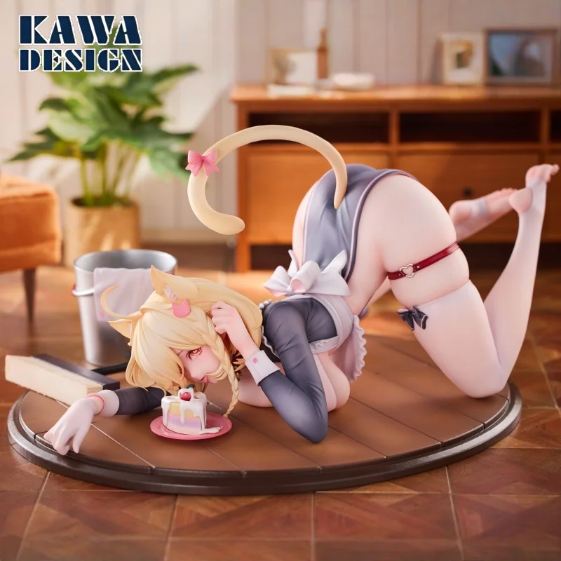 26cm Kawa Maid Neko Hime Coco Anime Figure Maid Costume Prone Position Figurine Leg Straps Bowknot Dress Model Toys Decor Gift