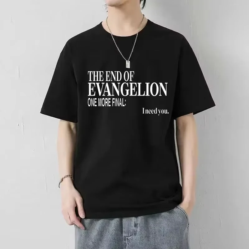 

Новинка лета 2029, популярная мужская и женская футболка с принтом Neon Genesis Evangelion, уличные повседневные футболки для пар
