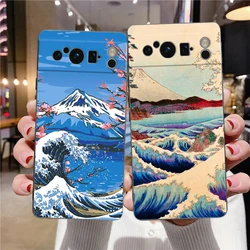 Golden Great Wave Kanagawa Surf Phone Case For Google Pixel 8 A 7 6 Pro Soft Shell For Pixel 6A Silicone Shockproof Black Cover