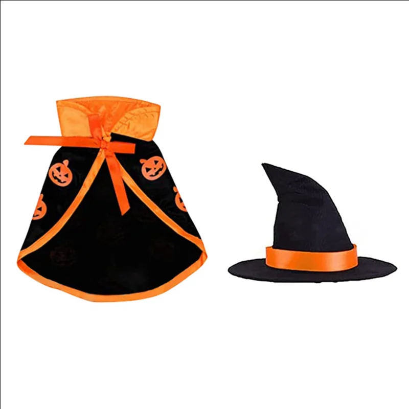 

20 sets Halloween Cat Costumes Cosplay Clothing For Kittens Dog Clothes Cloak Shape Bat Pumpkin Pattern For Pet Cats Doggy Party