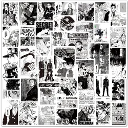 50pcs Black and White Anime Poster Sticker Pack Waterproof Phone Case Cute Laptop Skin Kawaii Packaging DIY Stationery