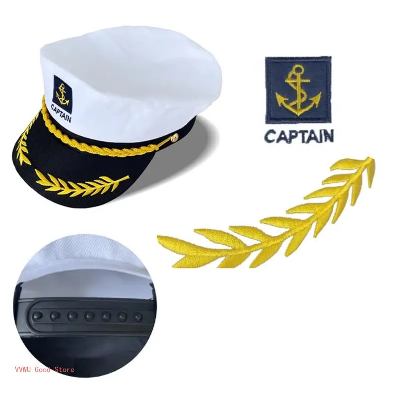 Kids Yacht Boat Ship Captain Cosplay Hat Marine Embroidered