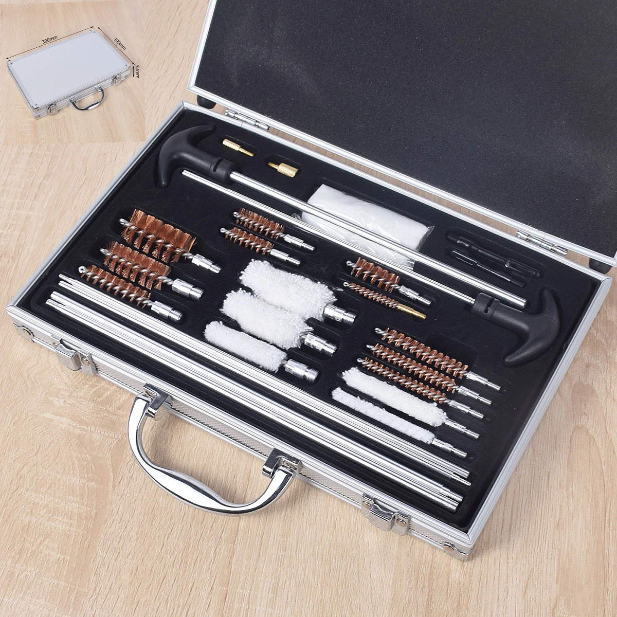 27pcs Universal Aliuminum Gun Cleaning Kit For Rifle Handgun Cleaner With Pistol Pipe Mop BRAS Brush Accessories Suitcase